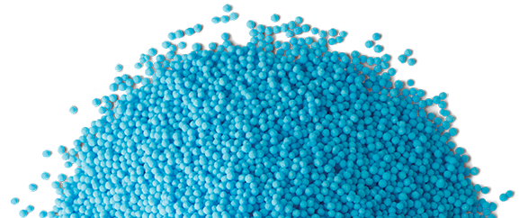 A pile of SUPERU blue urea granules